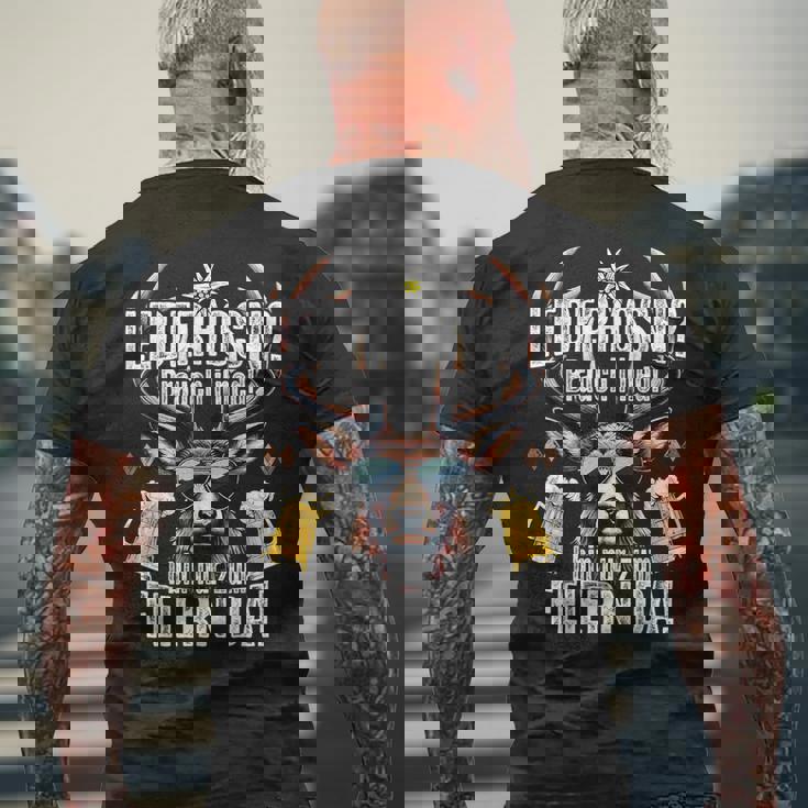 Traditional Leather Trousers Suitable For Oktoberfest S T-Shirt mit Rückendruck Geschenke für alte Männer