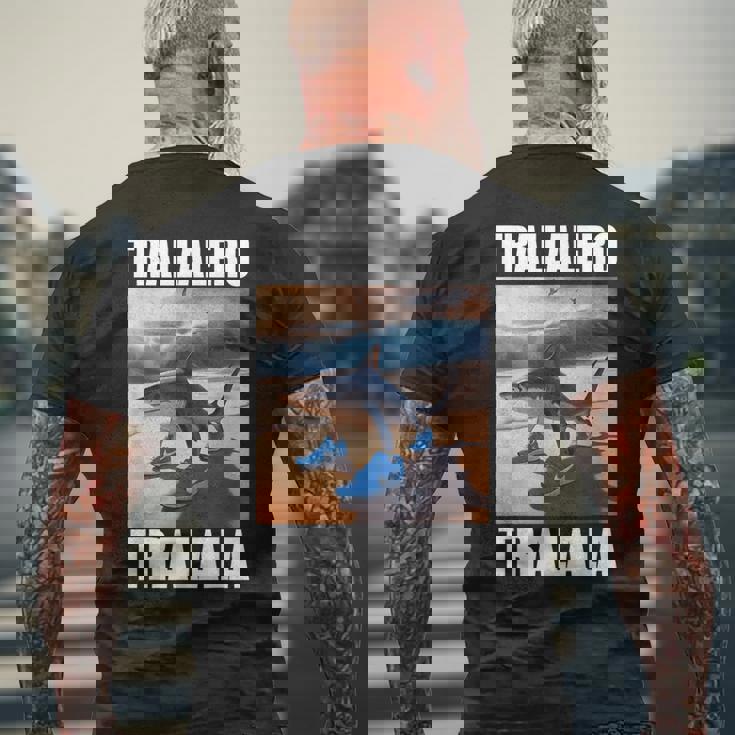 Tralalero Tralala Bootleg Brainrot イタリアン ブレイン ミーム メンズTシャツ バックプリント 高齢者への贈り物