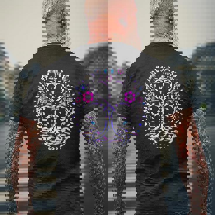 Triquetta ケルティック 保護ルーン 花とハート メンズTシャツ バックプリント 高齢者への贈り物