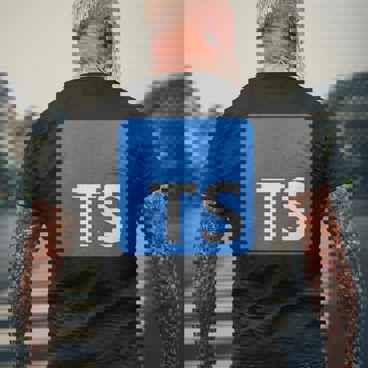 Typescript プログラミングロゴ Tsロゴ プログラマーへのギフトに メンズTシャツ バックプリント 高齢者への贈り物