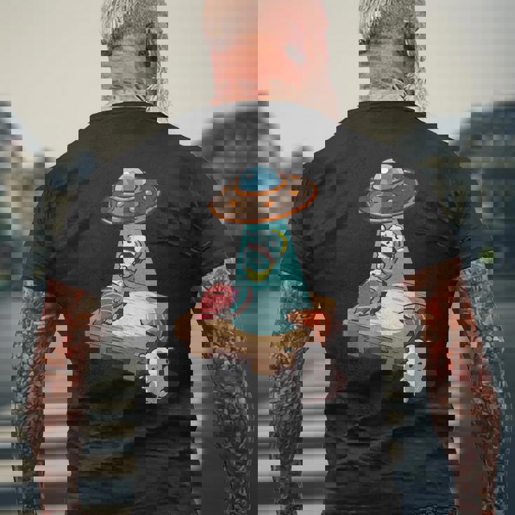 Ufo にさらわれる 寿司 すし たまご サーモン まぐろ メンズTシャツ バックプリント 高齢者への贈り物