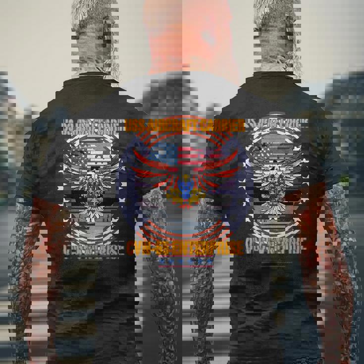 Uss Cvn-65 エンタープライズ、飛行機、航空 メンズTシャツ バックプリント 高齢者への贈り物