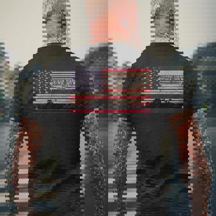 Uss エドウィン A ハワード De-346 船舶図 アメリカ国旗 メンズTシャツ バックプリント 高齢者への贈り物