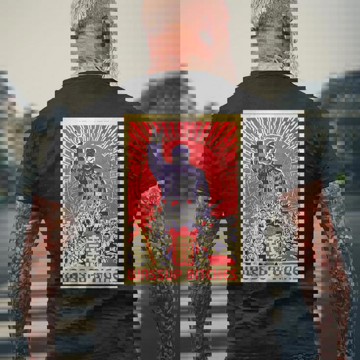 Wassup Bitches 毛沢東 中国共産主義宣伝ポスター メンズTシャツ バックプリント 高齢者への贈り物