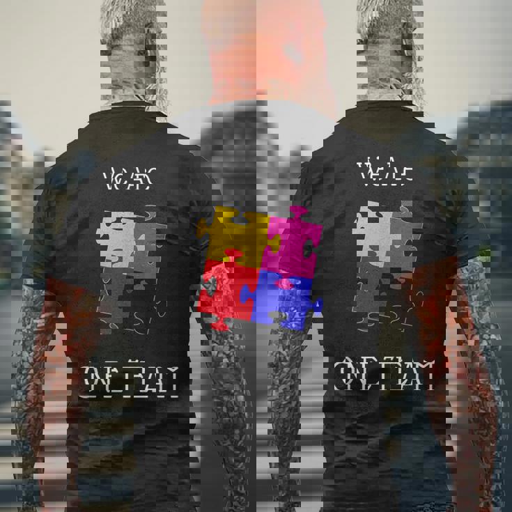 We Are One Team ジグソーパズル付き メンズTシャツ バックプリント 高齢者への贈り物