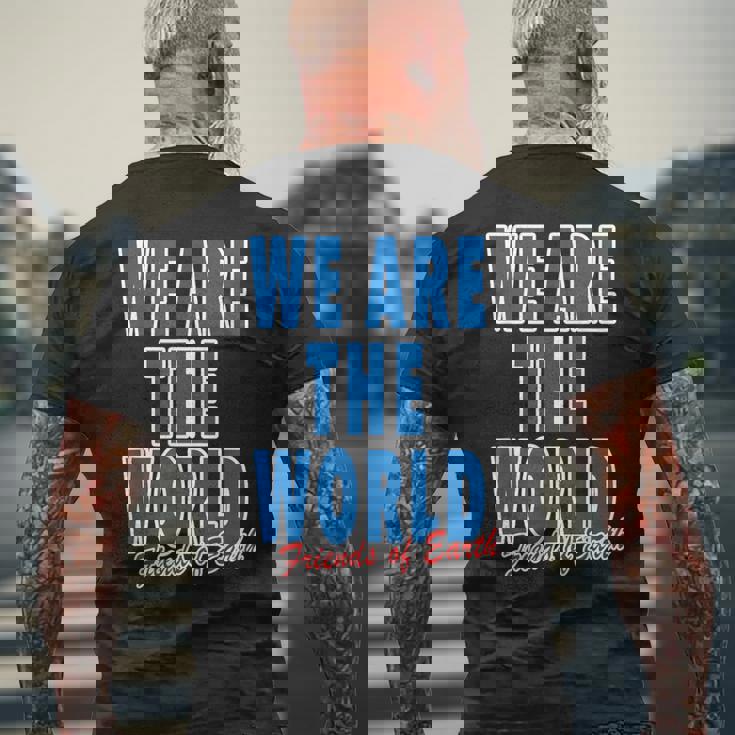 We Are The World ウィーアー ザ ワールド【英語 文字】80S パロディ メッセージ 面白い デザイン メンズTシャツ バックプリント 高齢者への贈り物