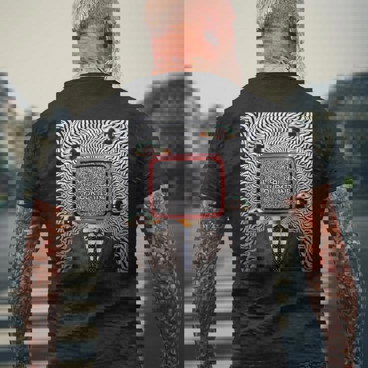 Weirdcore審美的奇妙な目の光学的錯覚オデコール メンズTシャツ バックプリント 高齢者への贈り物