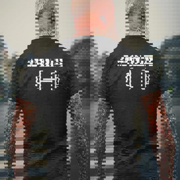 Wod ライフ クロストレーニング ボックス ウェイトリフティング フィットネス 楽しい メンズTシャツ バックプリント 高齢者への贈り物