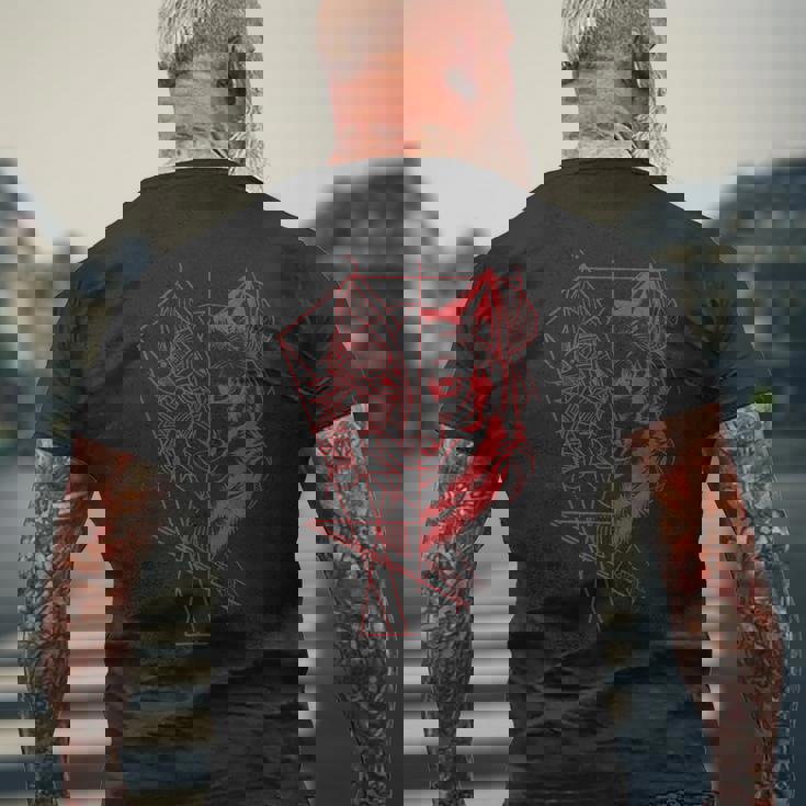 Wolf Products 幾何学模様 アウトドア オオカミ メンズTシャツ バックプリント 高齢者への贈り物