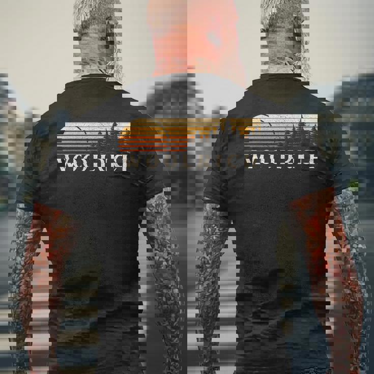 Woolrich Pa ヴィンテージ エバーグリーン サンセット 80年代 レトロ メンズTシャツ バックプリント 高齢者への贈り物