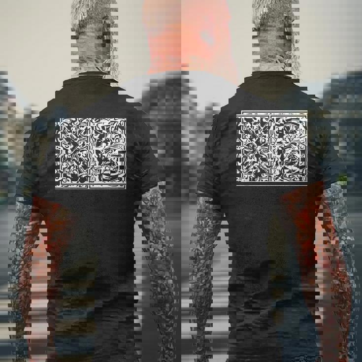 Xg イニシャルx G 名前 姓 尾魔術学 尾剖学 メンズTシャツ バックプリント 高齢者への贈り物