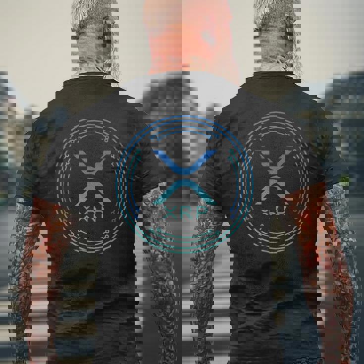 Xrp 暗号化デジタル通貨 ブルーグリーン 投資家 楽しい メンズTシャツ バックプリント 高齢者への贈り物