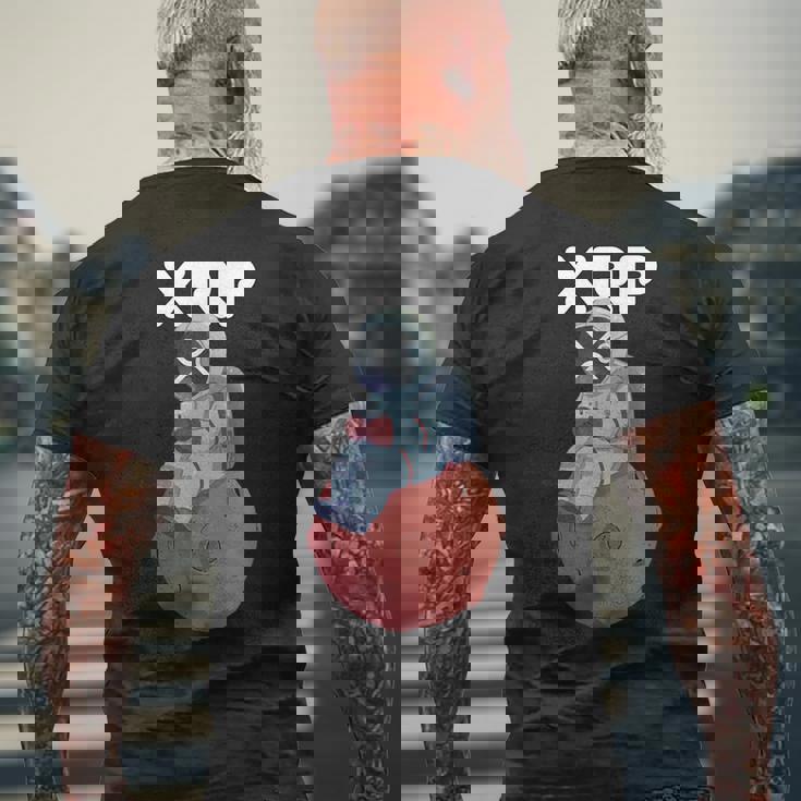 Xrpかわいい月の男暗号通貨電話トレーダー メンズTシャツ バックプリント 高齢者への贈り物