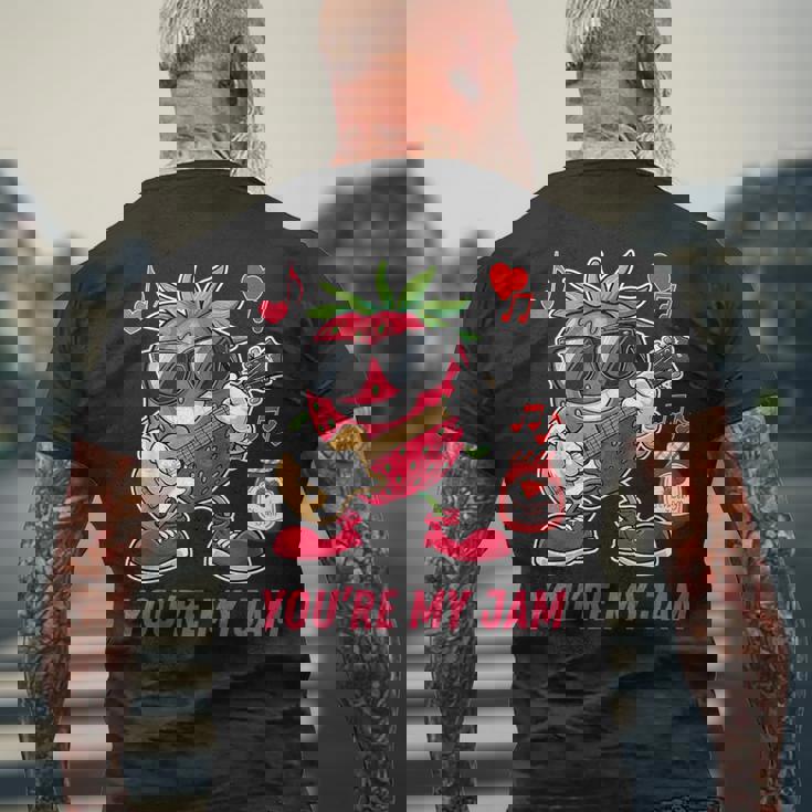 You're My Jam ファニーストロベリー ギターを弾く スイートハートジャム メンズTシャツ バックプリント 高齢者への贈り物