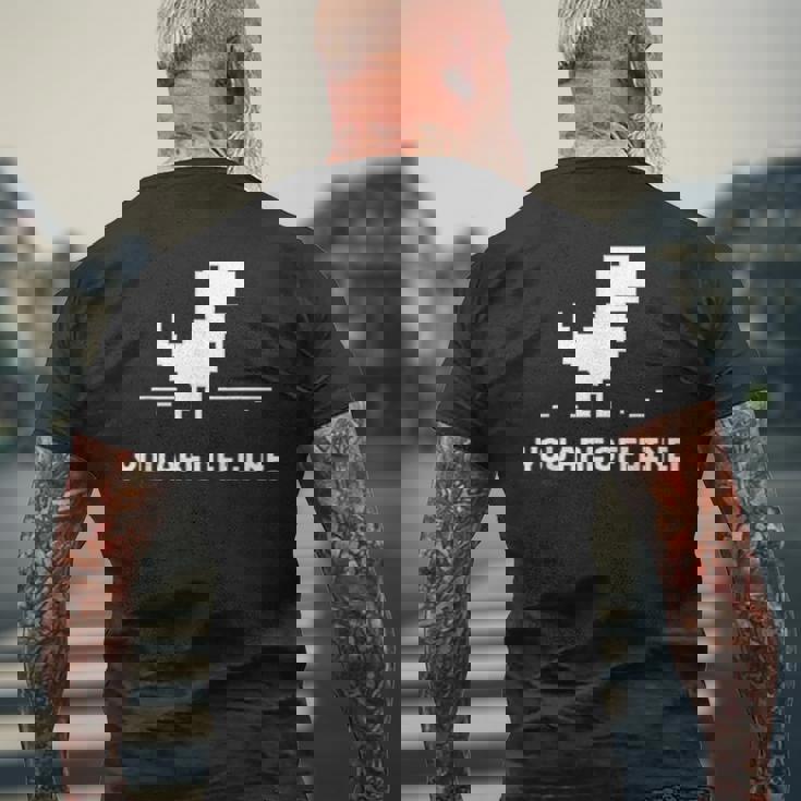 You Are Offline T-Rex 恐竜のラン ピクセルアート 恐竜ゲーム メンズTシャツ バックプリント 高齢者への贈り物