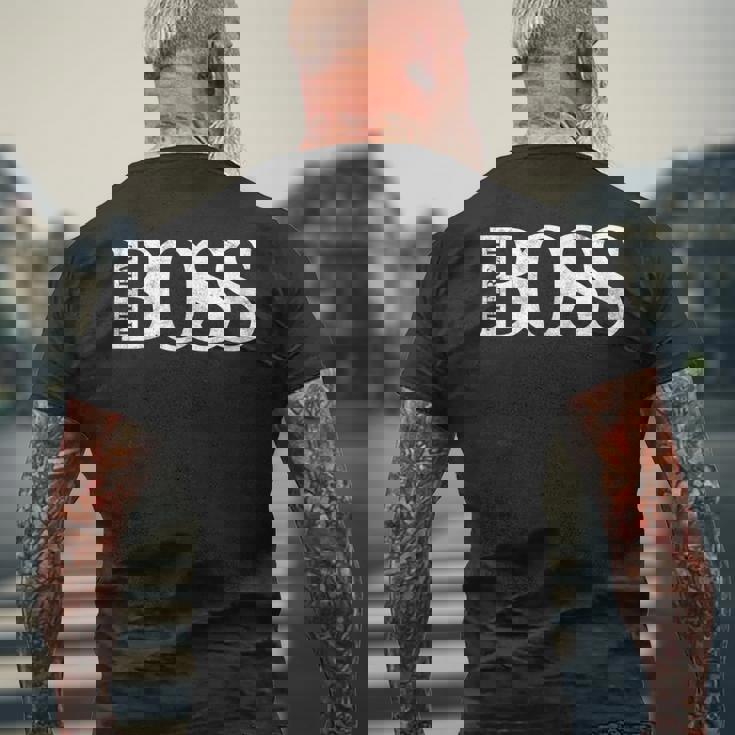 「The Real Boss」メンズ&レディース アンティーク調グラフィックtシャツ メンズTシャツ バックプリント 高齢者への贈り物