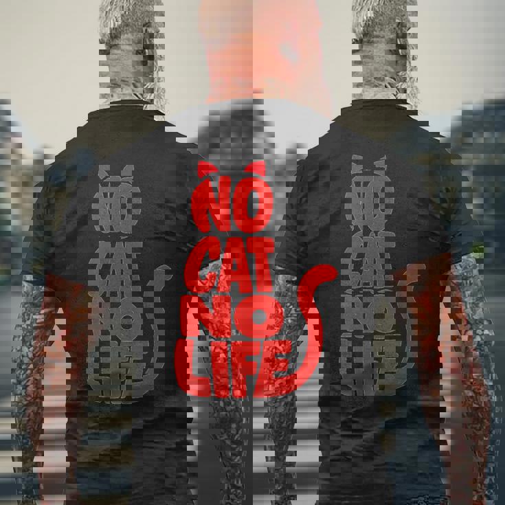 「No Cat No Life」シルエットキャット メンズTシャツ バックプリント 高齢者への贈り物