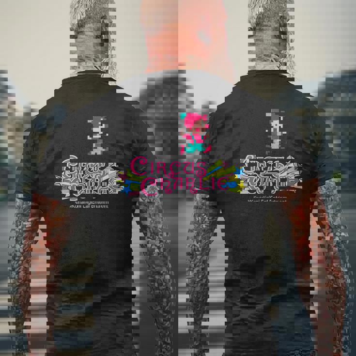 「サーカスチャーリー」ロゴ&キャラクター メンズTシャツ バックプリント 高齢者への贈り物