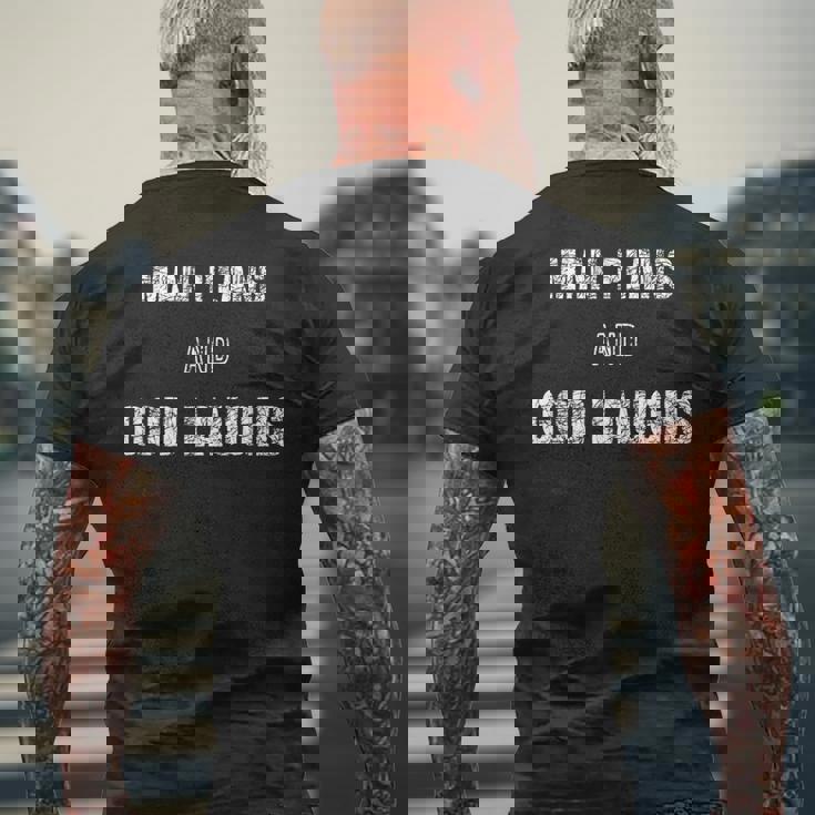 「人は計画し、神は笑う」面白いことわざ メンズTシャツ バックプリント 高齢者への贈り物