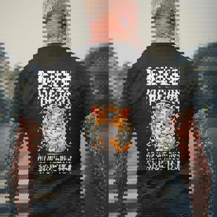 あなたの犬をブラッシングして、私はそれらを剃る必要はありません メンズTシャツ バックプリント 高齢者への贈り物