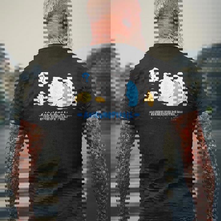 あひるのペックル にらめっこ？ メンズTシャツ バックプリント 高齢者への贈り物