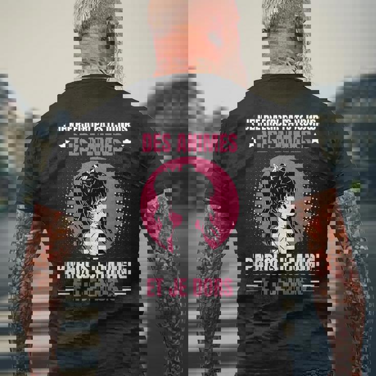 いつもアニメを見ないかわいいアニメ漫画 メンズTシャツ バックプリント 高齢者への贈り物