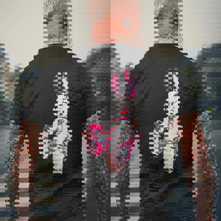 うさぎ星人ピンクちゃん メンズTシャツ バックプリント 高齢者への贈り物