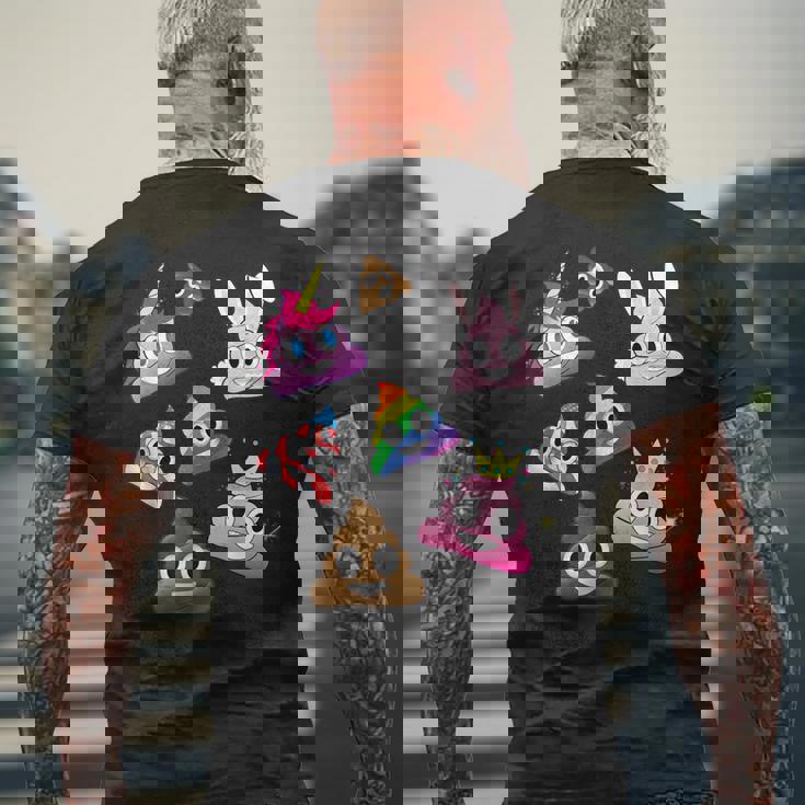 うんこマーク愚かな楽しいワッキーユニコーンバニープリンセスレインボー メンズTシャツ バックプリント 高齢者への贈り物