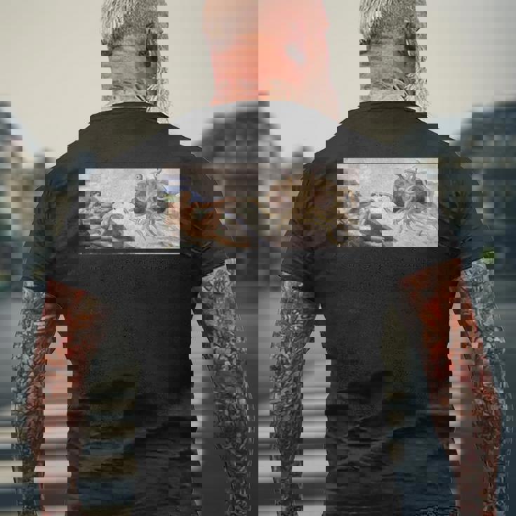 おかしい。ラーメンを頂けますか？空飛ぶスパゲッティモンスターギフト メンズTシャツ バックプリント 高齢者への贈り物