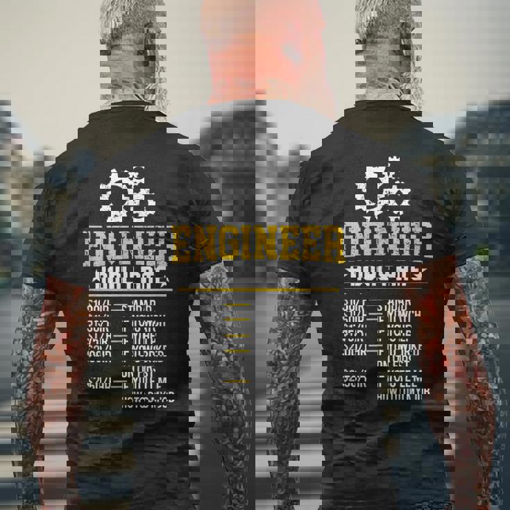 おかしいエンジニア時給工学設計労務レート メンズTシャツ バックプリント 高齢者への贈り物