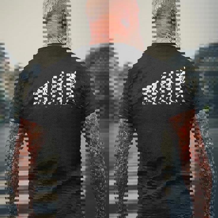 おかしなマーチングバンド ミュージシャン チューバ奏者 人類の進化 メンズTシャツ バックプリント 高齢者への贈り物