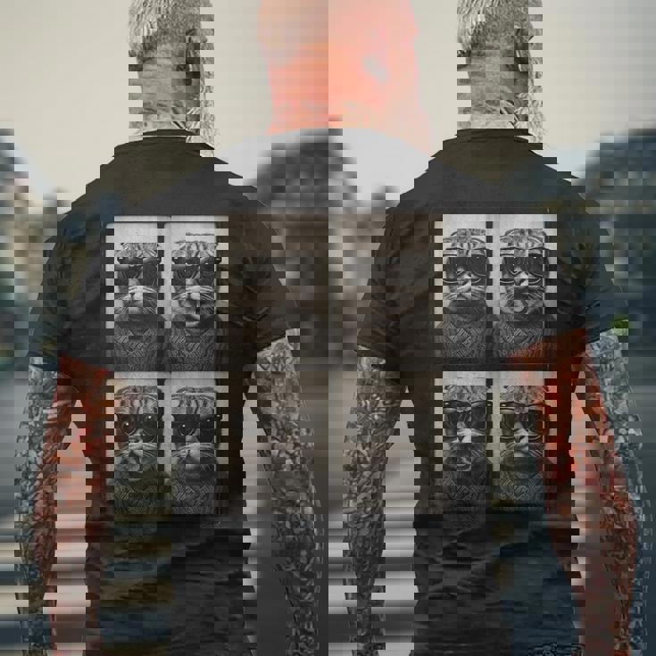 おしゃれメガネのスコティッシュフォールド メンズTシャツ バックプリント 高齢者への贈り物