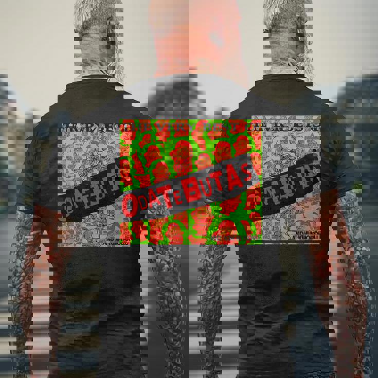 おだてブタがいっぱい デザインa メンズTシャツ バックプリント 高齢者への贈り物