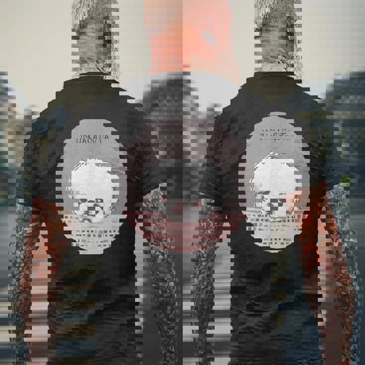 おなかすいた 犬 ワンコ 愛犬 ペキニーズ もふもふ うるうる かわいい 腹ペコ おねだり メンズ レディース キ メンズTシャツ バックプリント 高齢者への贈り物