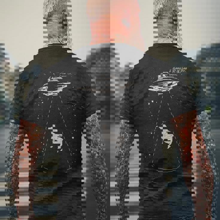 おもしろい エイリアン 牛 誘拐 ゲットミルク Ufo フライングソーサー メンズTシャツ バックプリント 高齢者への贈り物