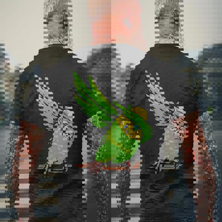 おもしろインコ セキセイインコ ペット オウム 動物 愛 メンズTシャツ バックプリント 高齢者への贈り物