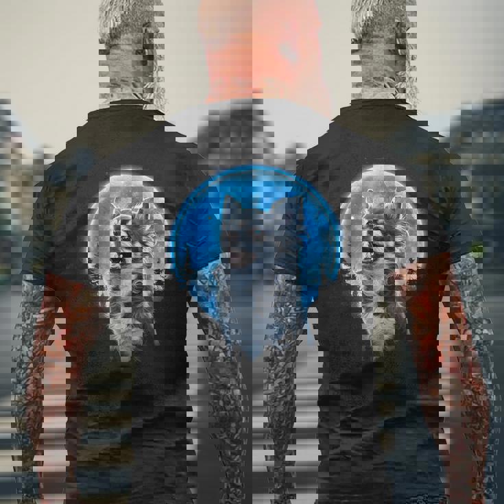 おもしろチワワ吠え月 チワワオーナー。 メンズTシャツ バックプリント 高齢者への贈り物