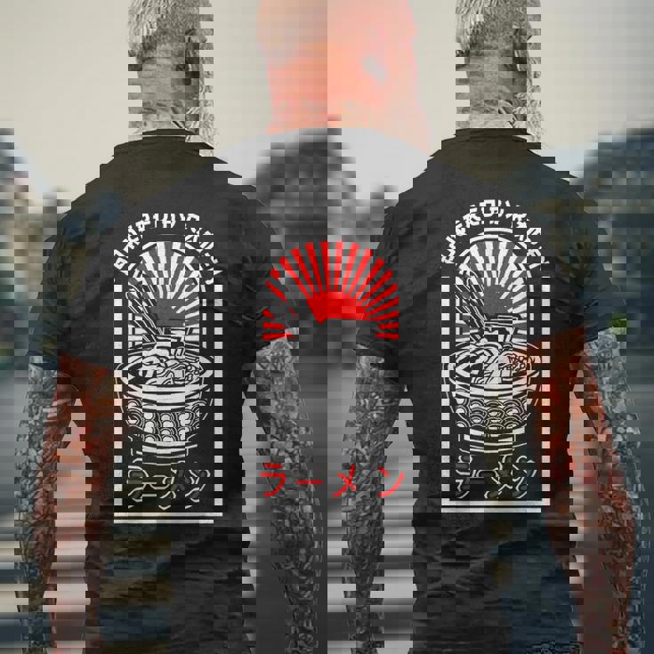 おもしろラーメン 和風丼 箸 メンズTシャツ バックプリント 高齢者への贈り物