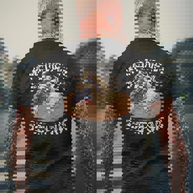 お気に入りのスリープ シャツ、パグ犬と子犬 メンズTシャツ バックプリント 高齢者への贈り物