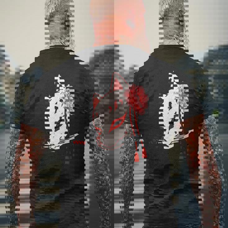 かたな付きキツネマスク メンズTシャツ バックプリント 高齢者への贈り物