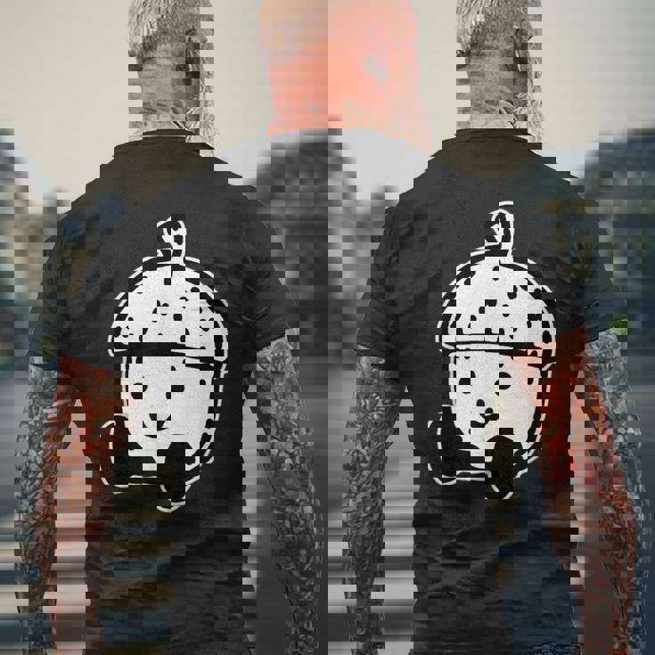 かわいい どんぐり 笑顔 ハッピー どんぐり ブラックワーク ミニマリスト メンズTシャツ バックプリント 高齢者への贈り物