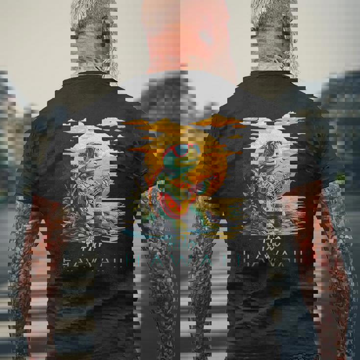 かわいい トロピカル ヒロ ハワイ ウミガメ お土産 メンズTシャツ バックプリント 高齢者への贈り物