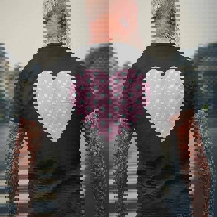 かわいい ライトブルー ピンク 水玉模様 ミニマリスト グラフィック メンズTシャツ バックプリント 高齢者への贈り物