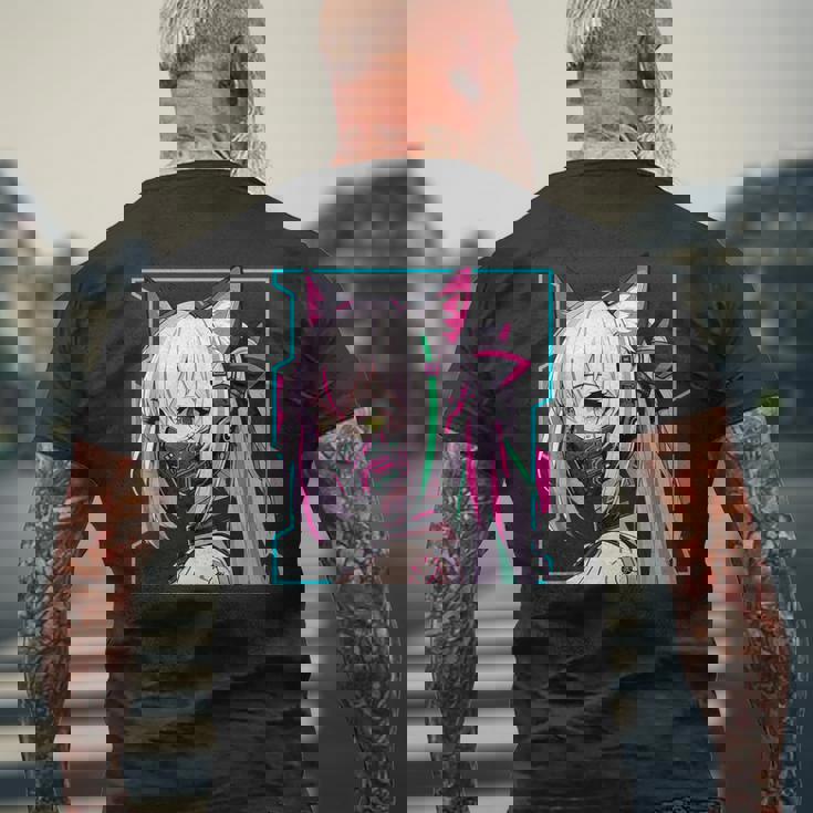 かわいい 日本の漫画 アニメ 美学 サイバーパンク テックウェア メンズTシャツ バックプリント 高齢者への贈り物