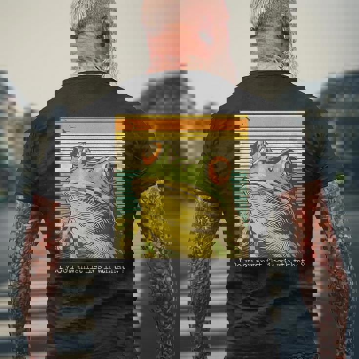 かわいい 面白い レトロ カエル メンズTシャツ バックプリント 高齢者への贈り物