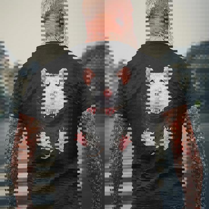 かわいいねずみポケットネズミ好き メンズTシャツ バックプリント 高齢者への贈り物