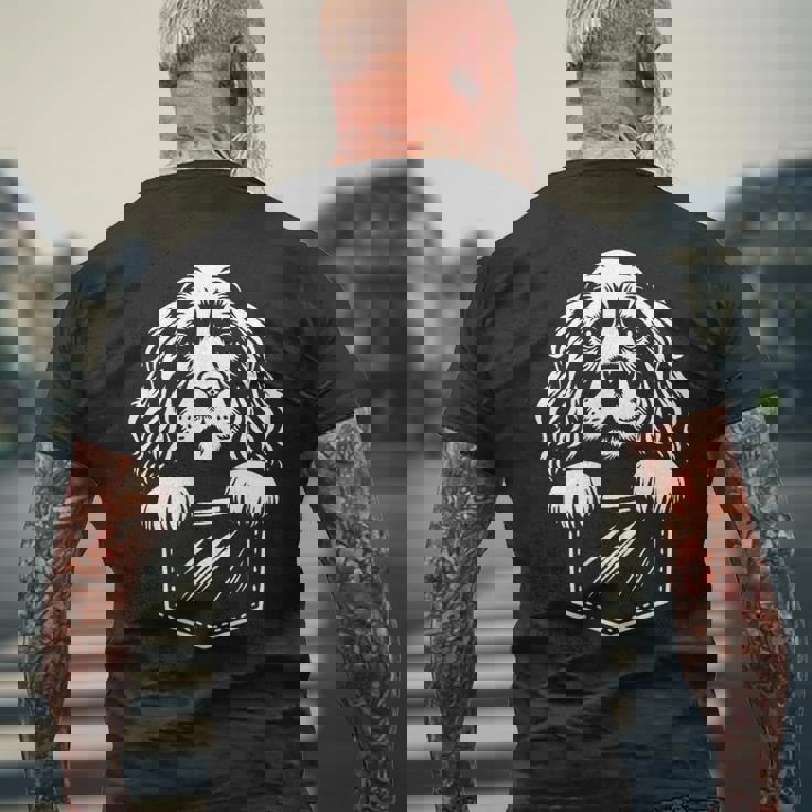 かわいいのぞくイングリッシュ コッカー スパニエル犬のグラフィック デザイン メンズTシャツ バックプリント 高齢者への贈り物