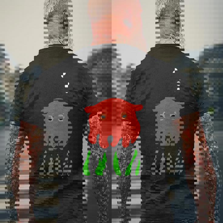 かわいいめんだこシーライフ メンズTシャツ バックプリント 高齢者への贈り物