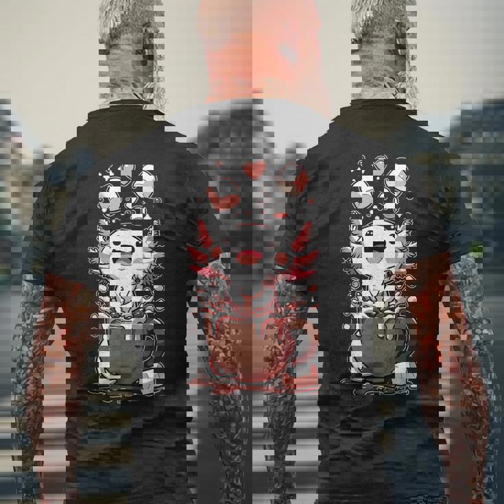 かわいいウーパールートル ホット チョコレート マシュマロ チョコレート ウーパールーパー メンズTシャツ バックプリント 高齢者への贈り物