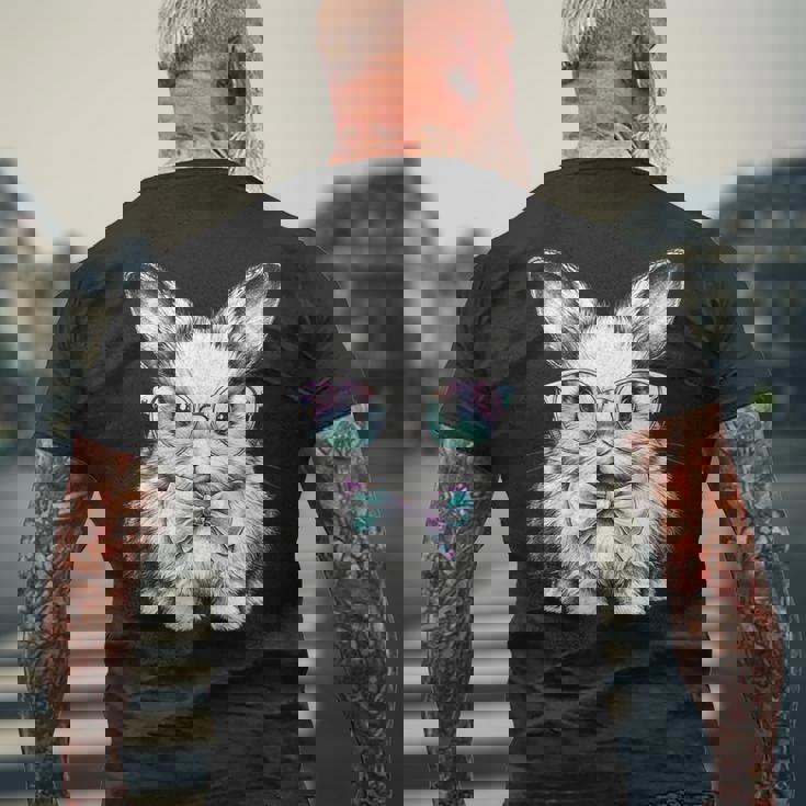 かわいいエステティックイースターボウタイバニーウサギメガネ付き メンズTシャツ バックプリント 高齢者への贈り物